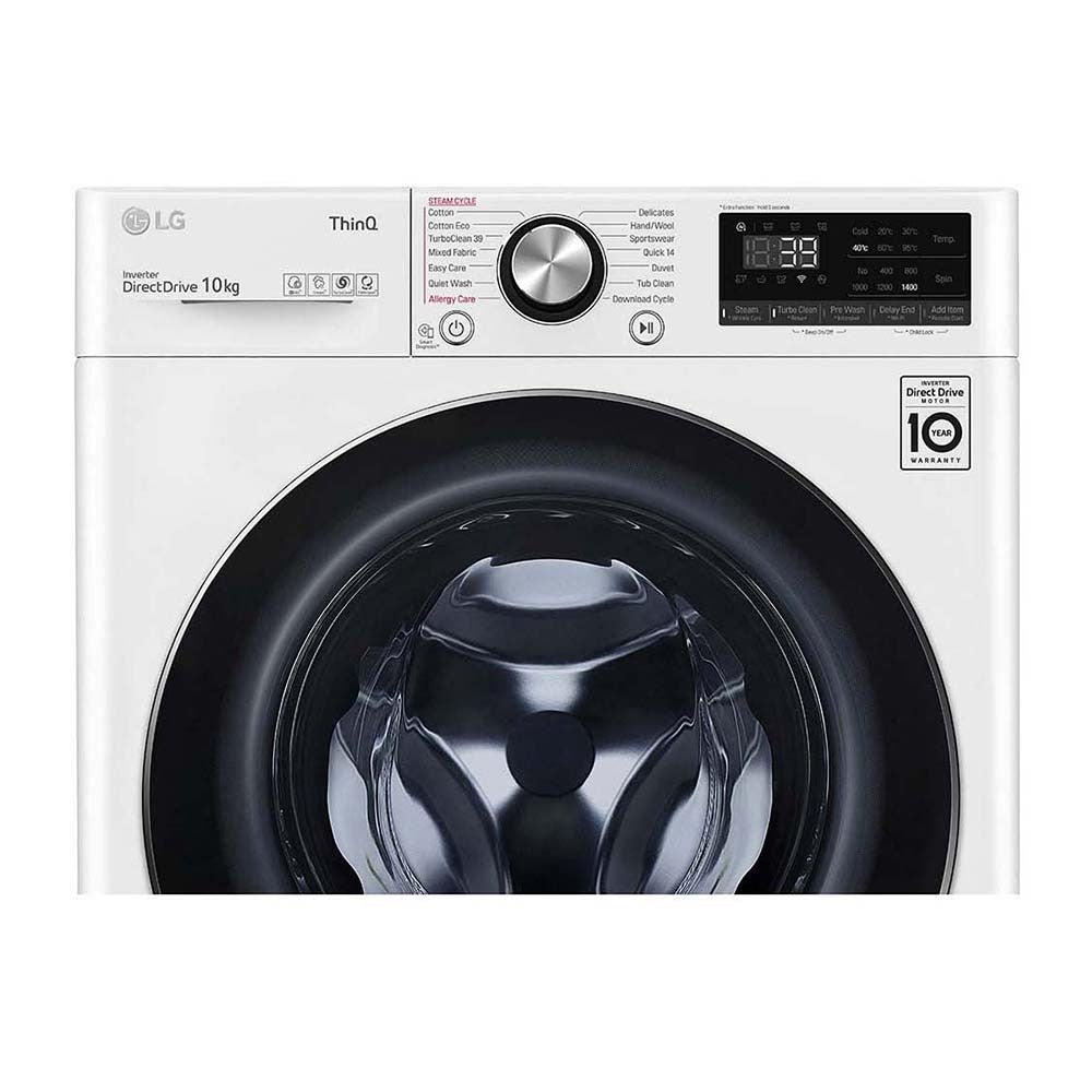 LG Series 9 10kg Front Load Washing Machine White WV9-1610W, Panel perspective view