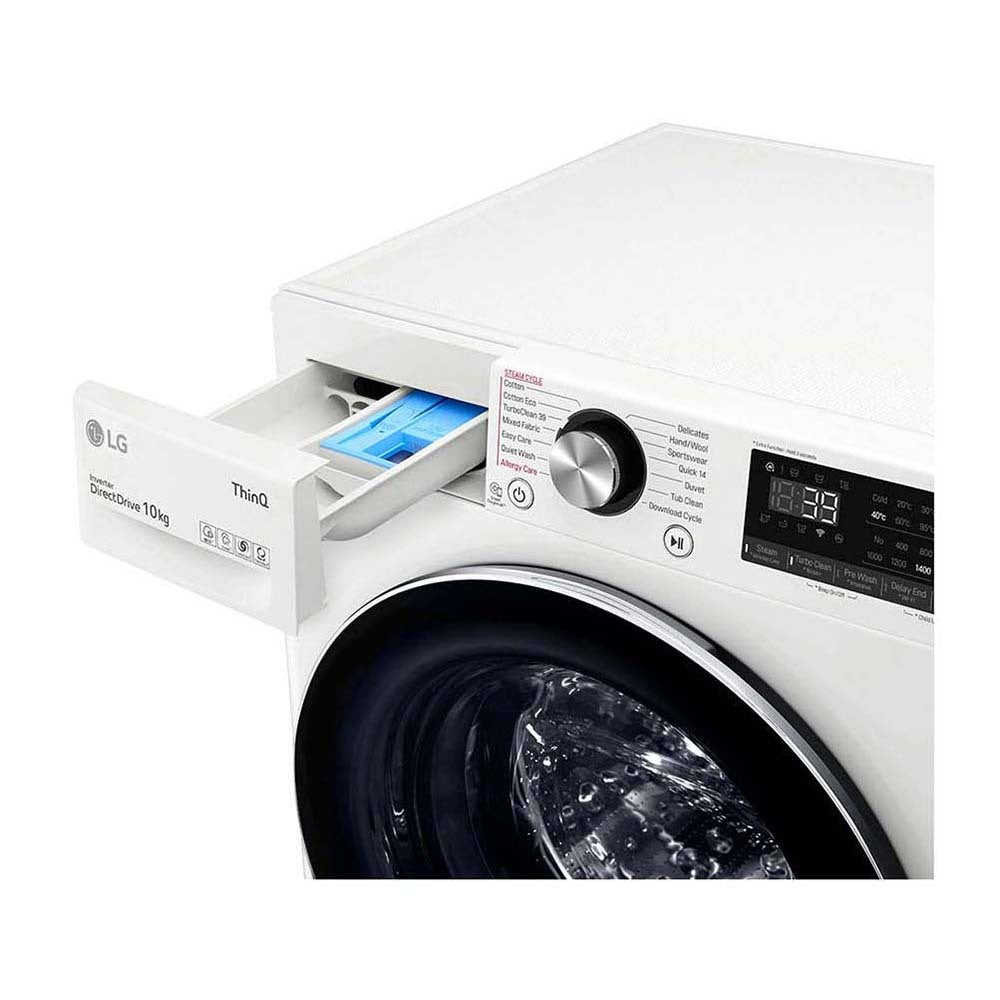 LG Series 9 10kg Front Load Washing Machine White WV9-1610W, Top view with drawer