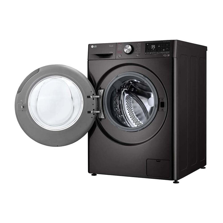 LG 12/8kg Series 9 Front Load Washer Dryer Combo WVC9-1412B, Front left view with door open