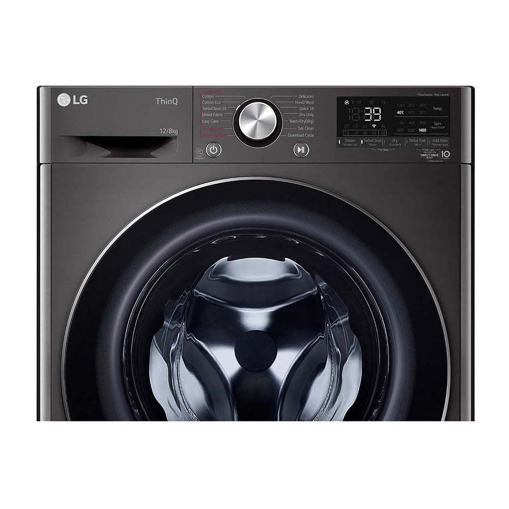 LG 12/8kg Series 9 Front Load Washer Dryer Combo WVC9-1412B, Panel perspective view