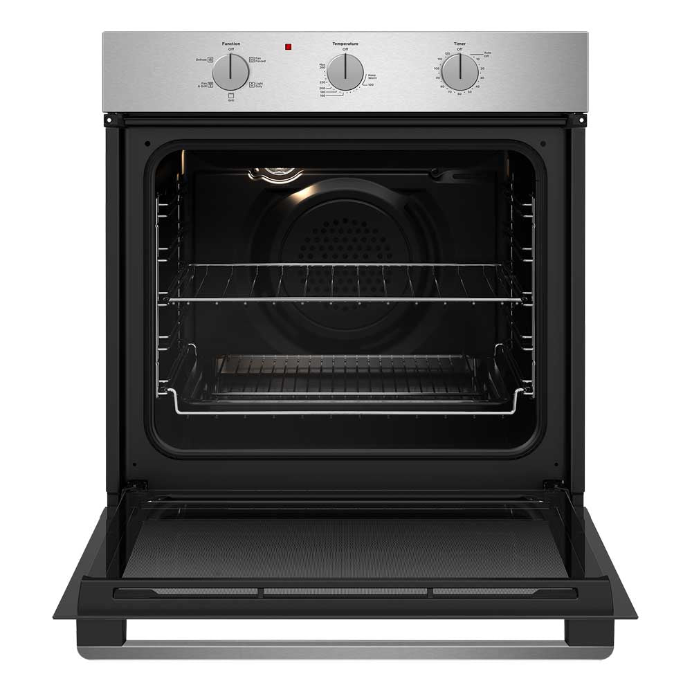 Westinghouse 60cm Electric Built-In Oven Stainless Steel WVE613SCA, Front view with door open