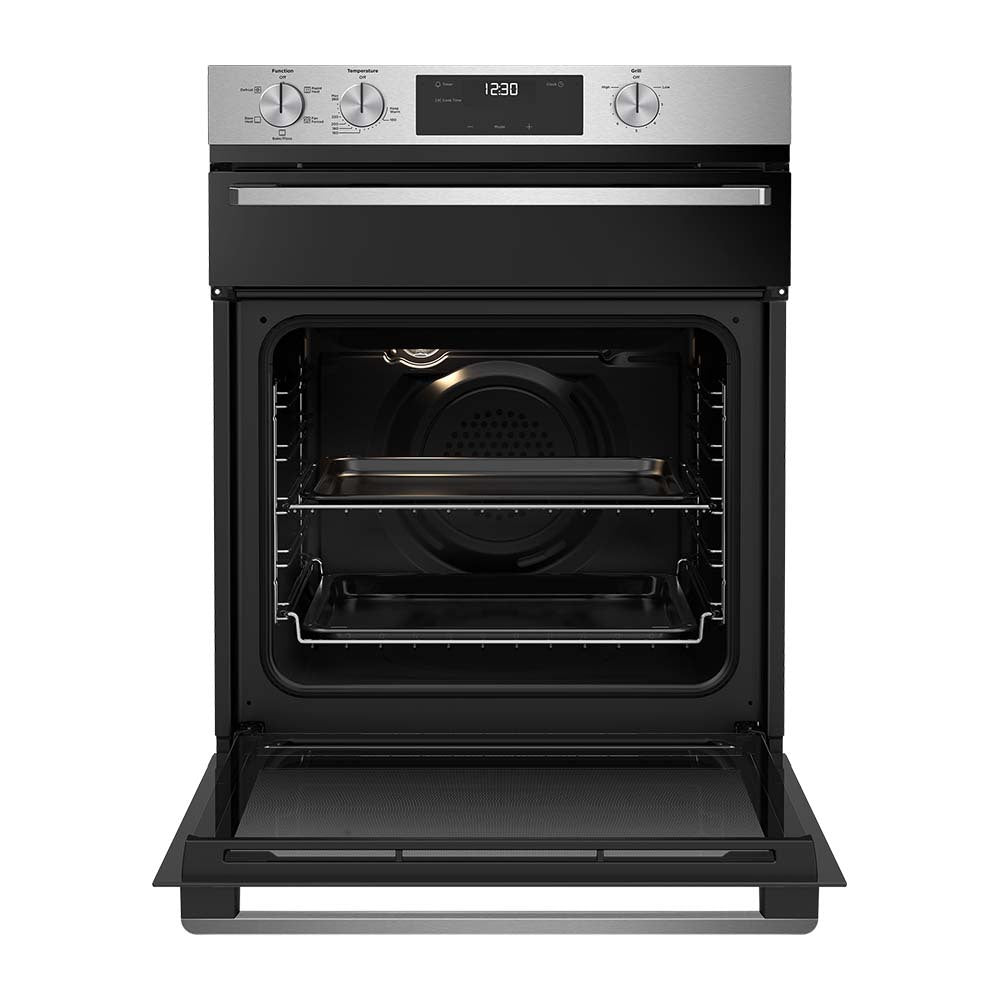 Westinghouse WVE6555SD 60cm 5 Function Electric Built-In Oven with Separate Grill, Front view with open door