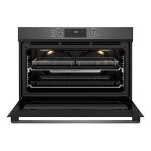 Westinghouse WVE9516DD 90cm Dark Stainless Steel Built-in Oven, Front view with door open