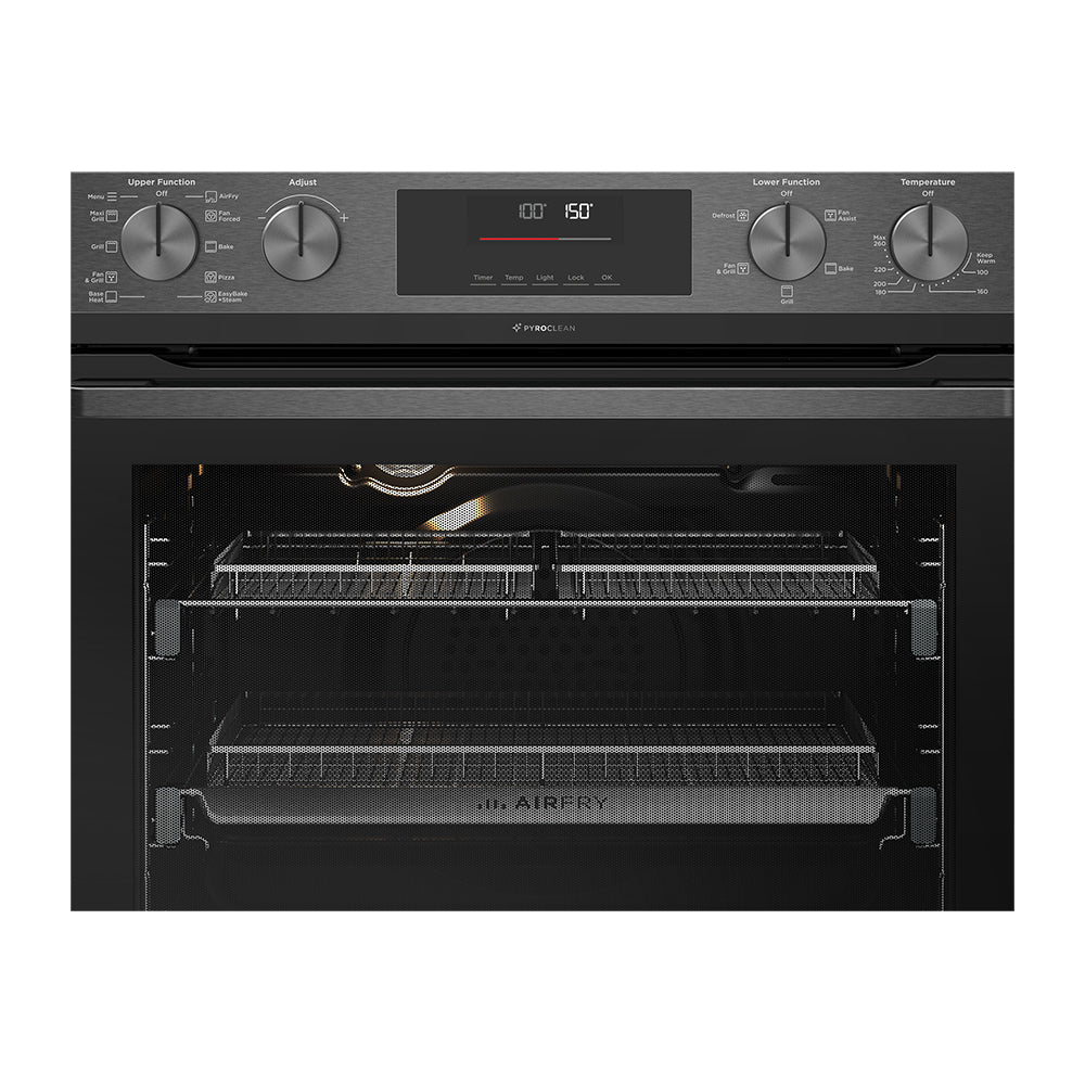 Westinghouse 60cm 10/5 Function Pyrolytic Duo Oven with Dual AirFry WVEP6727DD, Control panel view