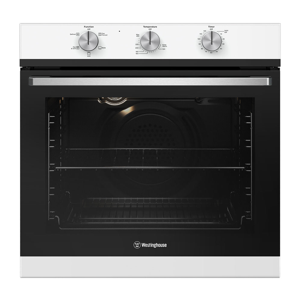 Westinghouse 60cm Gas Built-In Oven White WVG613WCLP, Front view