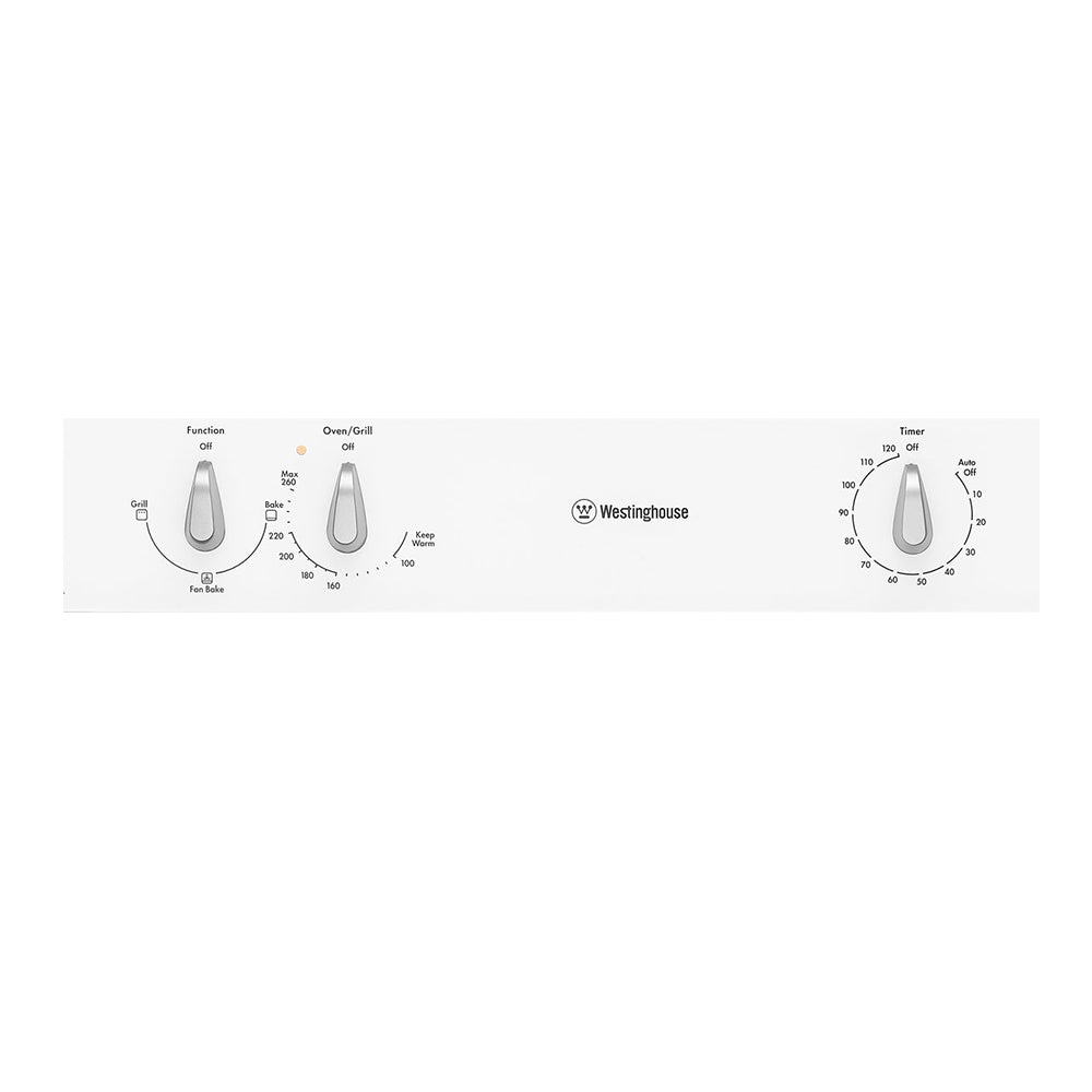 Westinghouse WVG613WNG 60cm Natural Gas Built-In Oven, Control panel view