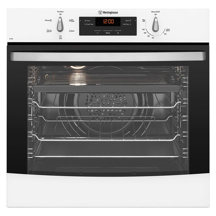 Westinghouse WVG615WLP 60cm White Multifunction Oven, Front view