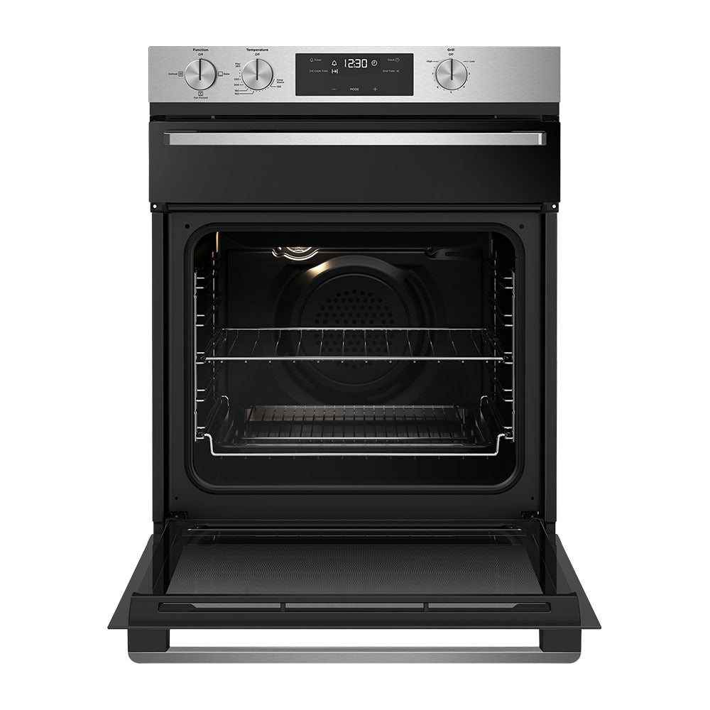 Westinghouse 60cm NG Built-In Oven with Separate Grill Stainless Steel WVG655SCNG, Front view with open door