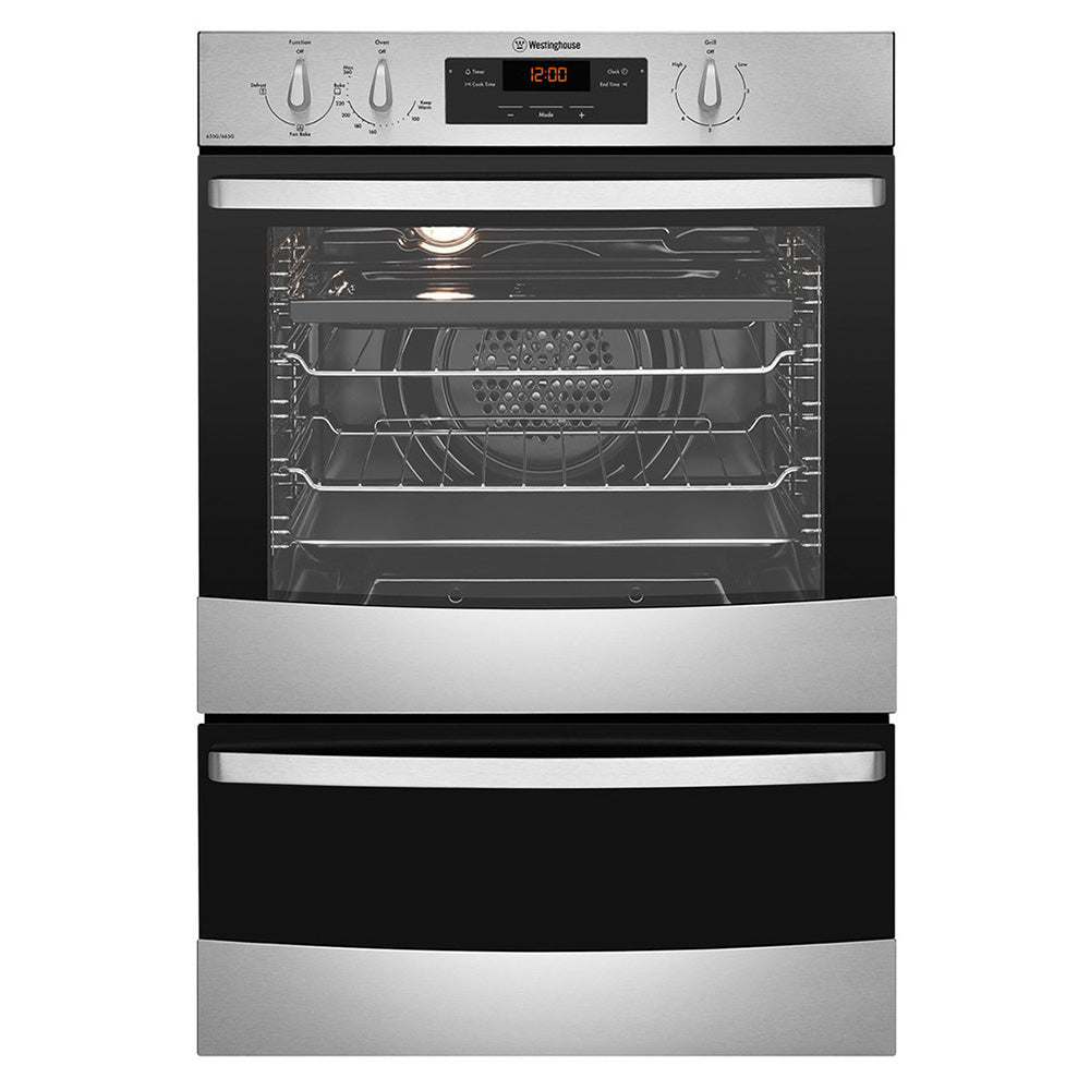 Westinghouse WVG665SLP 60cm, 80L Built-In Double Oven, Front view