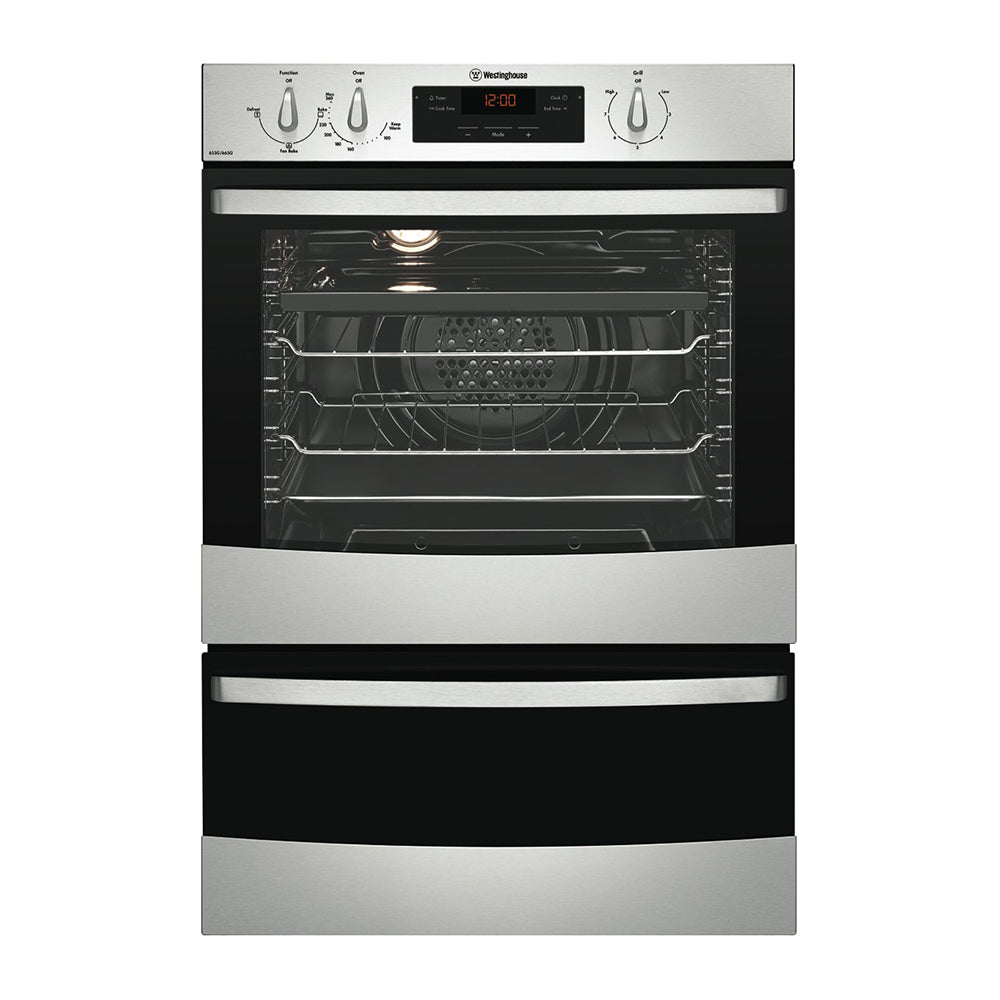 Westinghouse WVG665SNG 60cm Natural Gas Built-In Double Oven, Front view