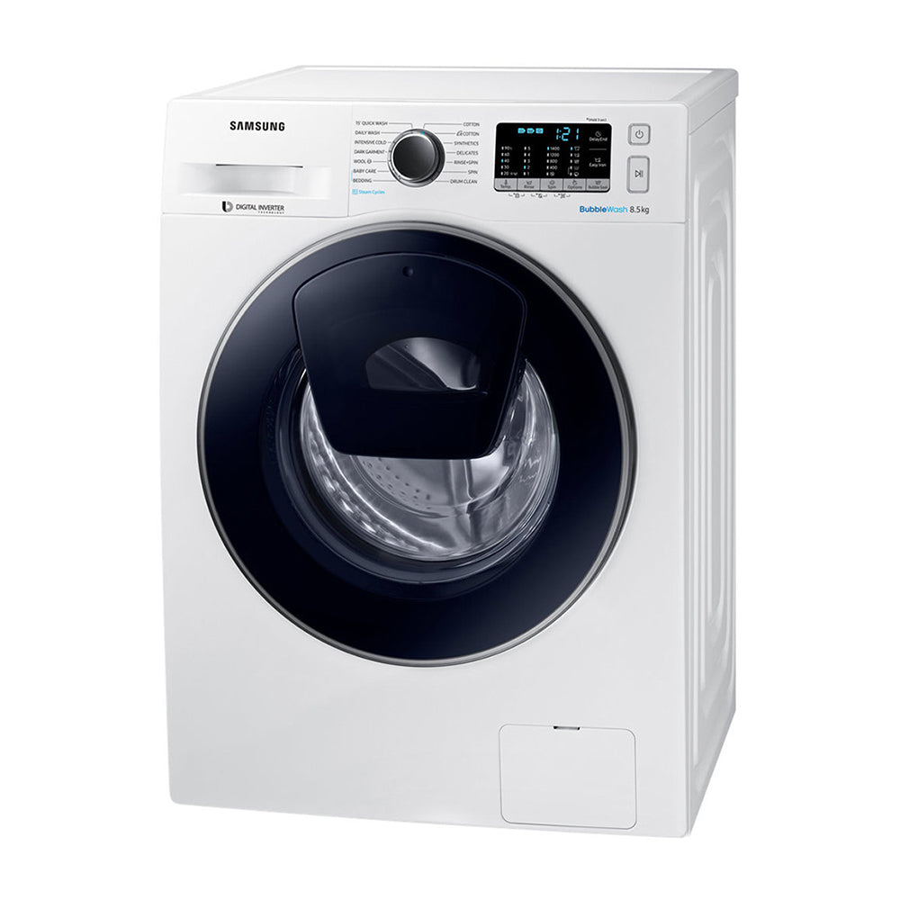 Samsung 8.5Kg AddWash Front Load Washing Machine with Steam WW85K54E0UW, Left front view