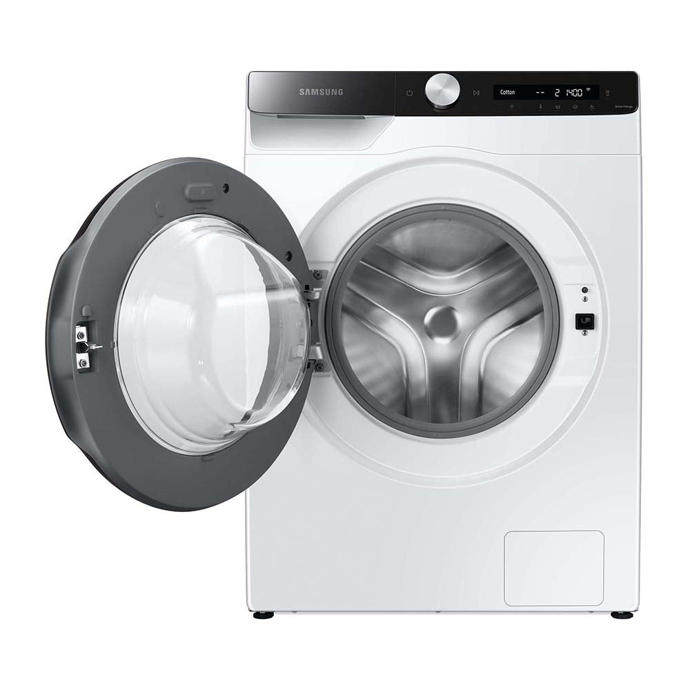 Samsung 8.5kg A.I Personalised BubbleWash Front Load Washing Machine WW85T504DAE, Front view with door open