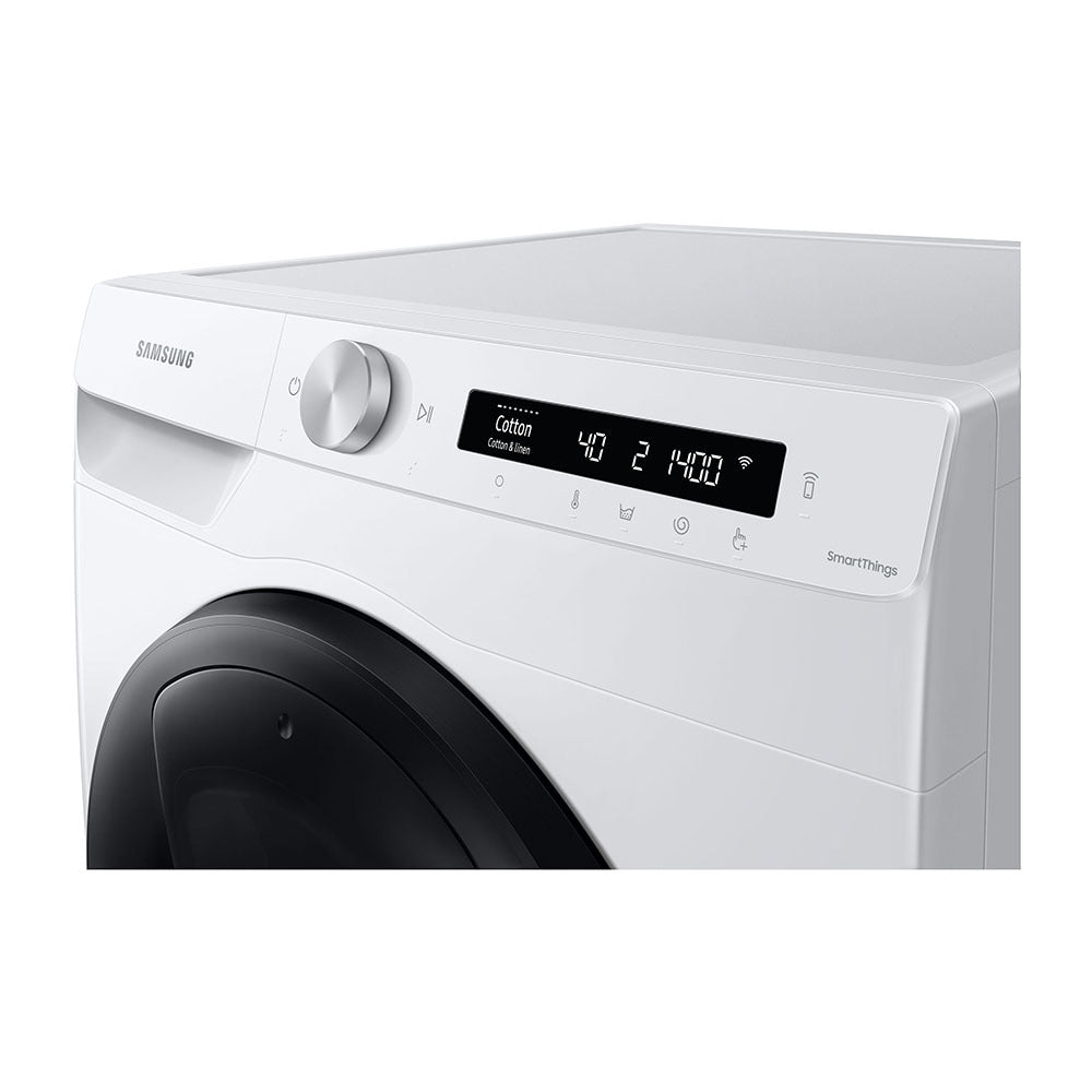 Samsung 8.5kg AI Personalised AddWash Front Load Washing Machine WW85T554DAW, Panel perspective view