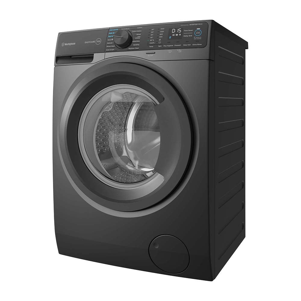 Westinghouse 10kg EasyCare Front Load Washing Machine Black WWF1044M7SA, Front left view