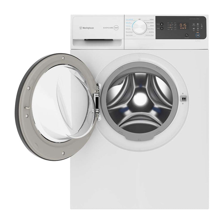 Westinghouse 7.5kg EasyCare Front Load Washing Machine WWF7524N3WA, Front view with door open