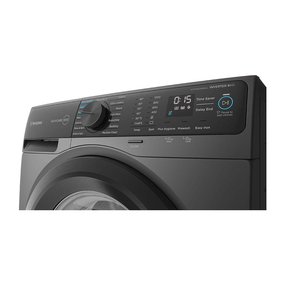 Westinghouse 9kg EasyCare Front Load Washing Machine Black WWF9024M5SA, Panel perspective view