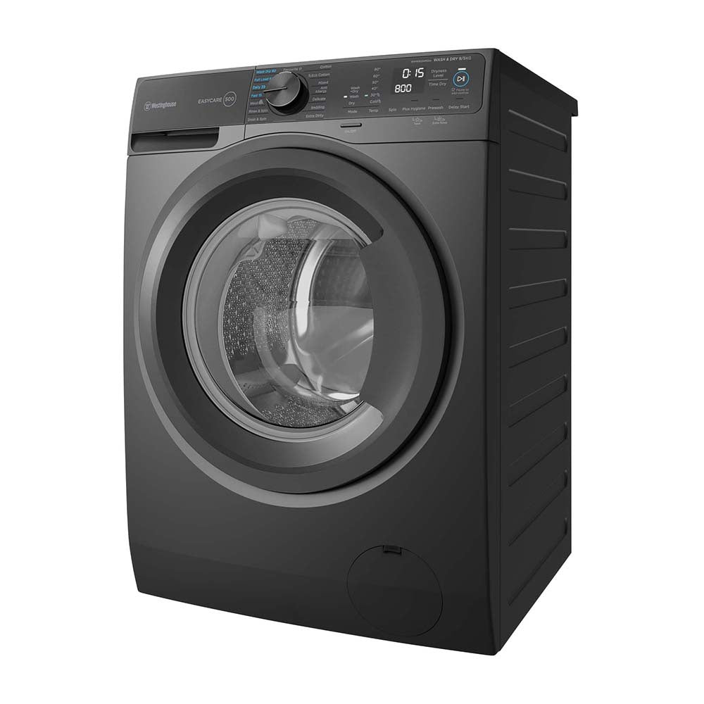 Westinghouse 9kg EasyCare Front Load Washer Dryer Black WWW9024M5SA, Front left view