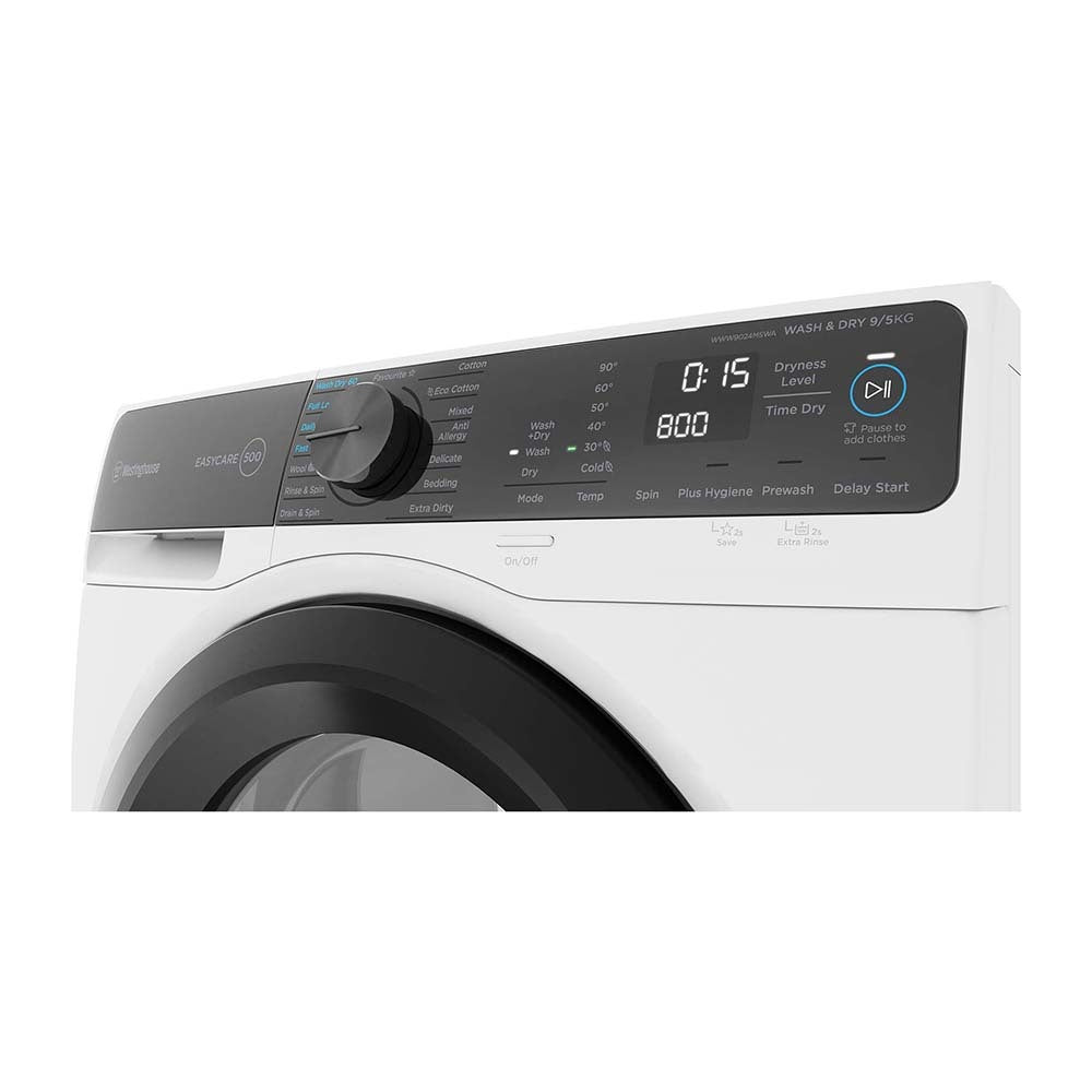 Westinghouse 9kg/5kg Washer Dryer Combo WWW9024M5WA, Panel perspective view